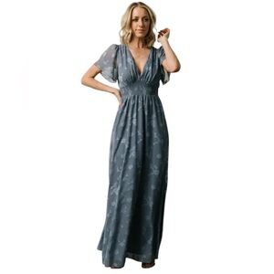 Baltic Born NWT Evelyn Smocked Maxi Dress Blue Size 2X